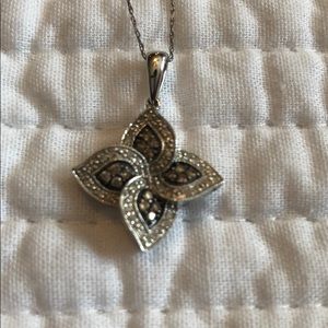 White Gold Chocolate Diamond Necklace Genuine